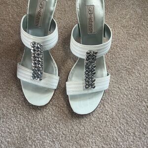 Brighton Silver and White Sandals with Elegant Design